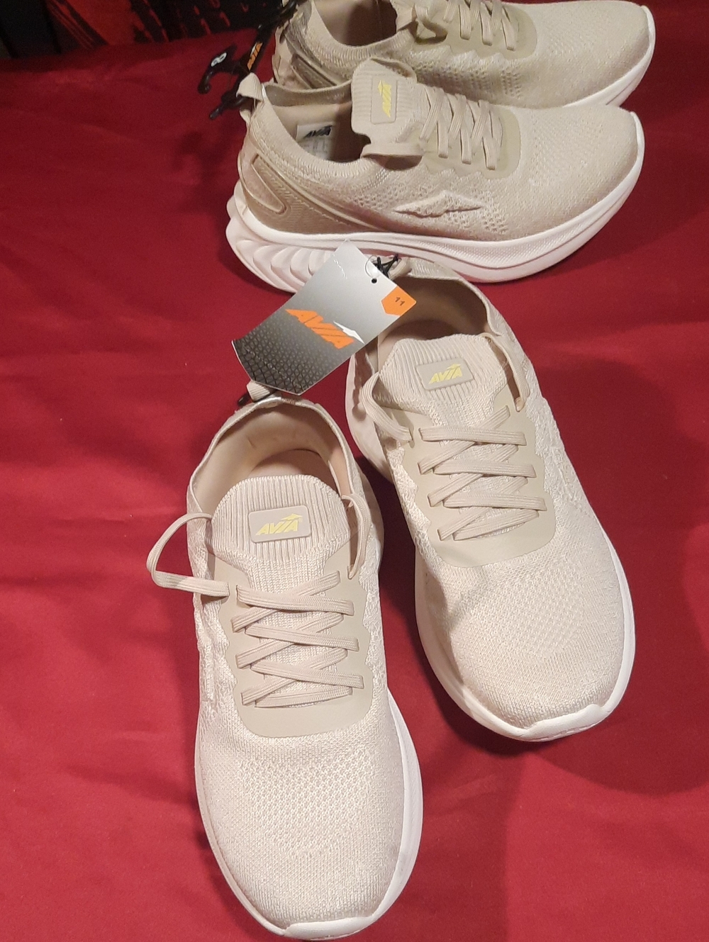Avia Women's Knit AV Runner Athletic Sneakers in Beige
